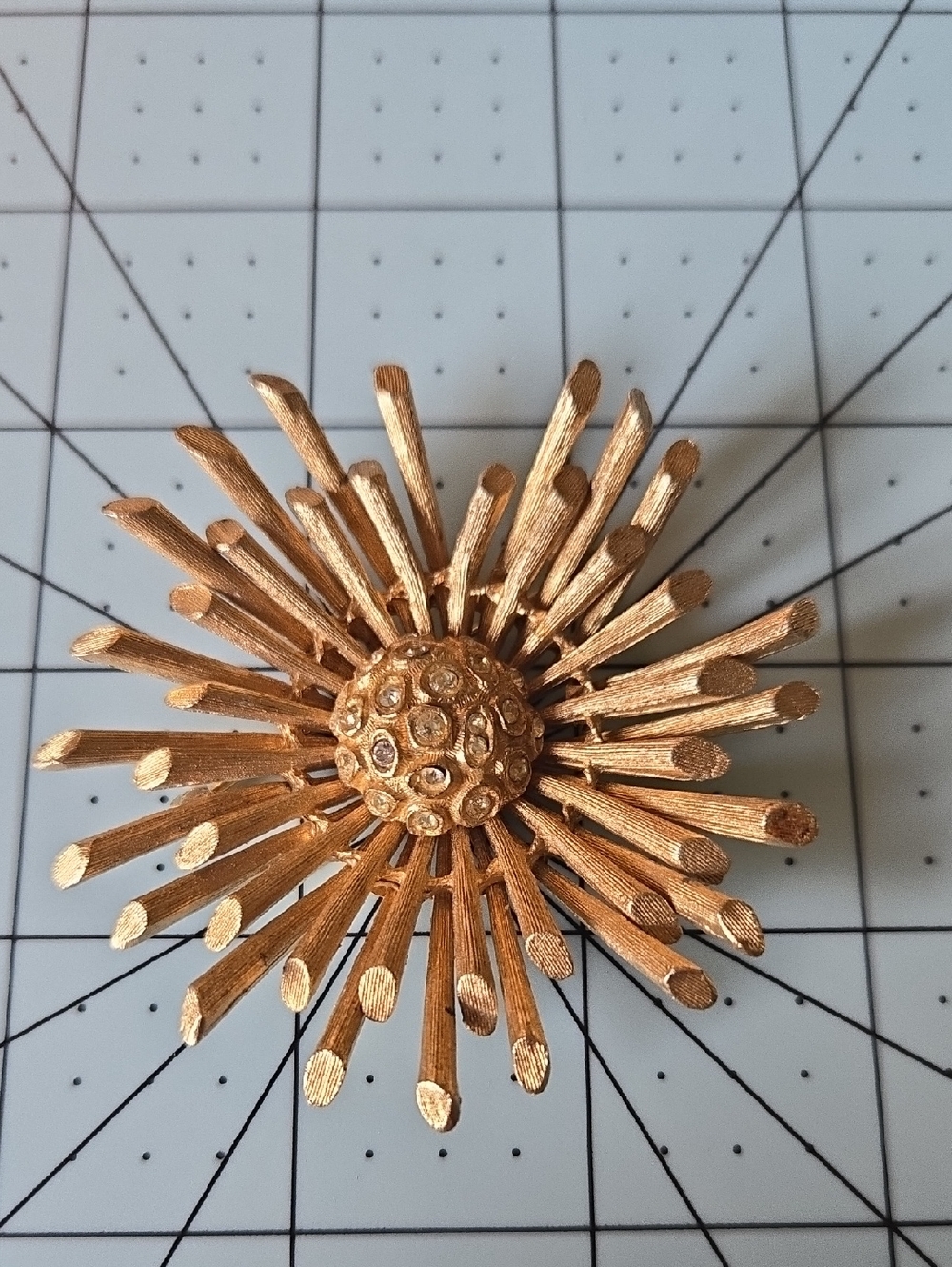 Vintage CORO Pegasus Gold-tone Sunburst Floral Brooch